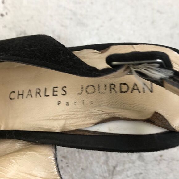 Vintage  Jourdan suede peep to slingbacks - Picture 6 of 7